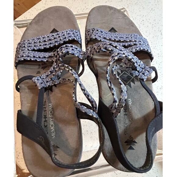 Skechers Memory Foam Sandals - Blue & Gray - Women's Size 7 - Picture 1 of 7